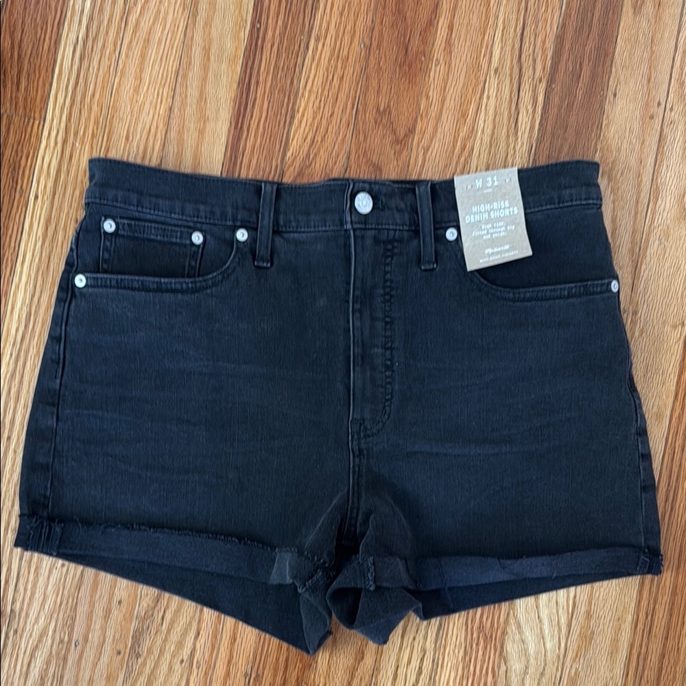 Madewell Black Jean Shorts High-Waisted Cuffed